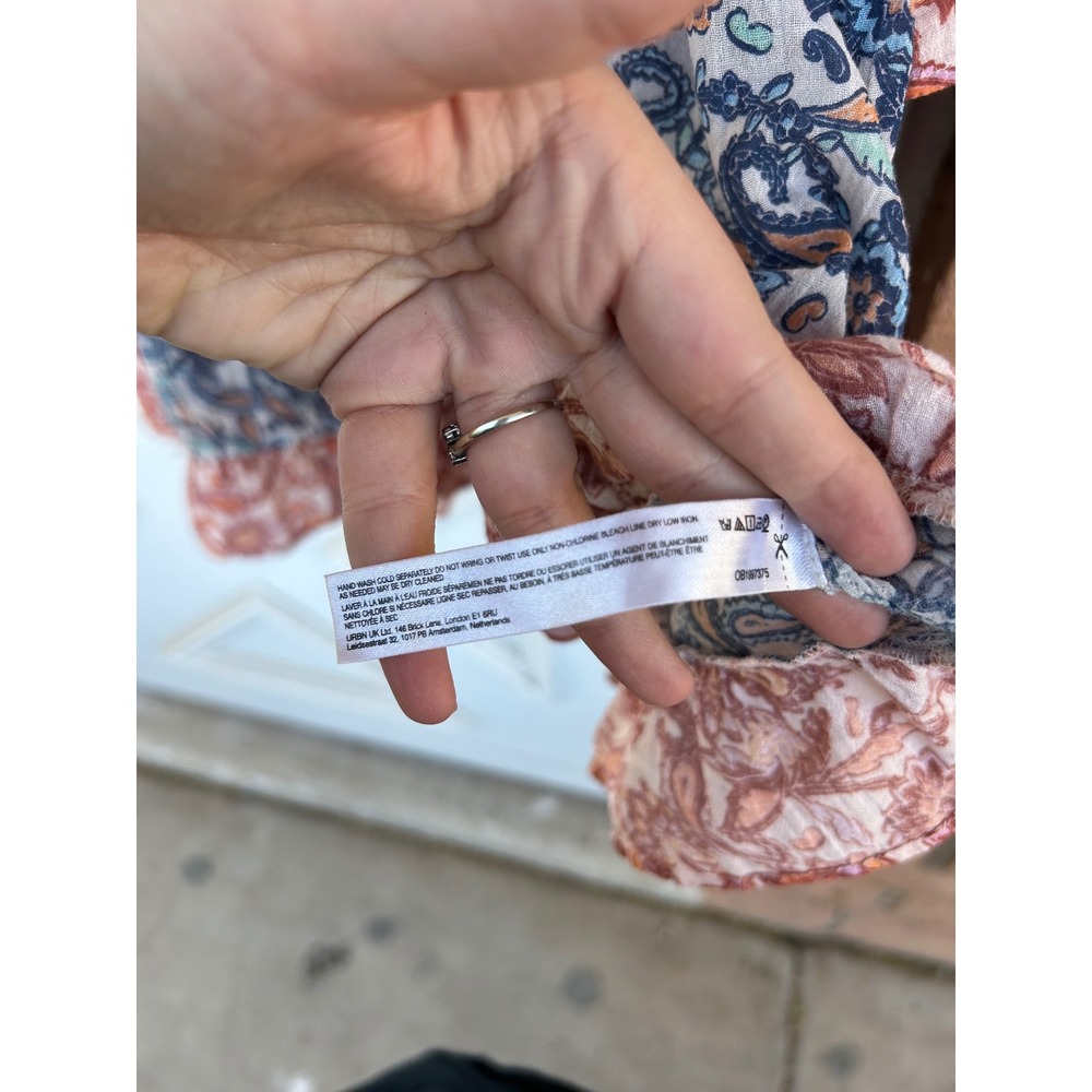 Anthropologie Boho Patchwork Floral Paisley Bell Sleeve Mini Dress M Festival - Picture 2 of 9